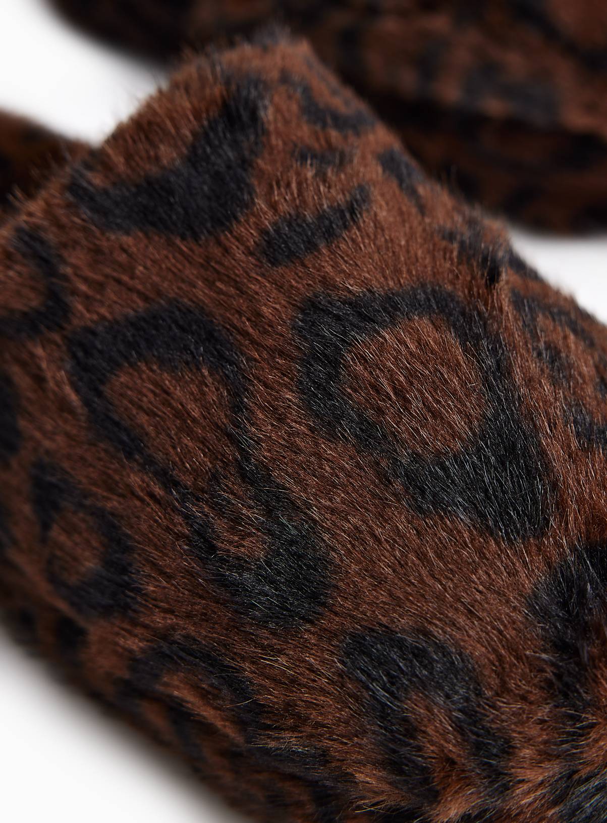 Brown Plush Faux Fur Mule Slippers L - Image 3